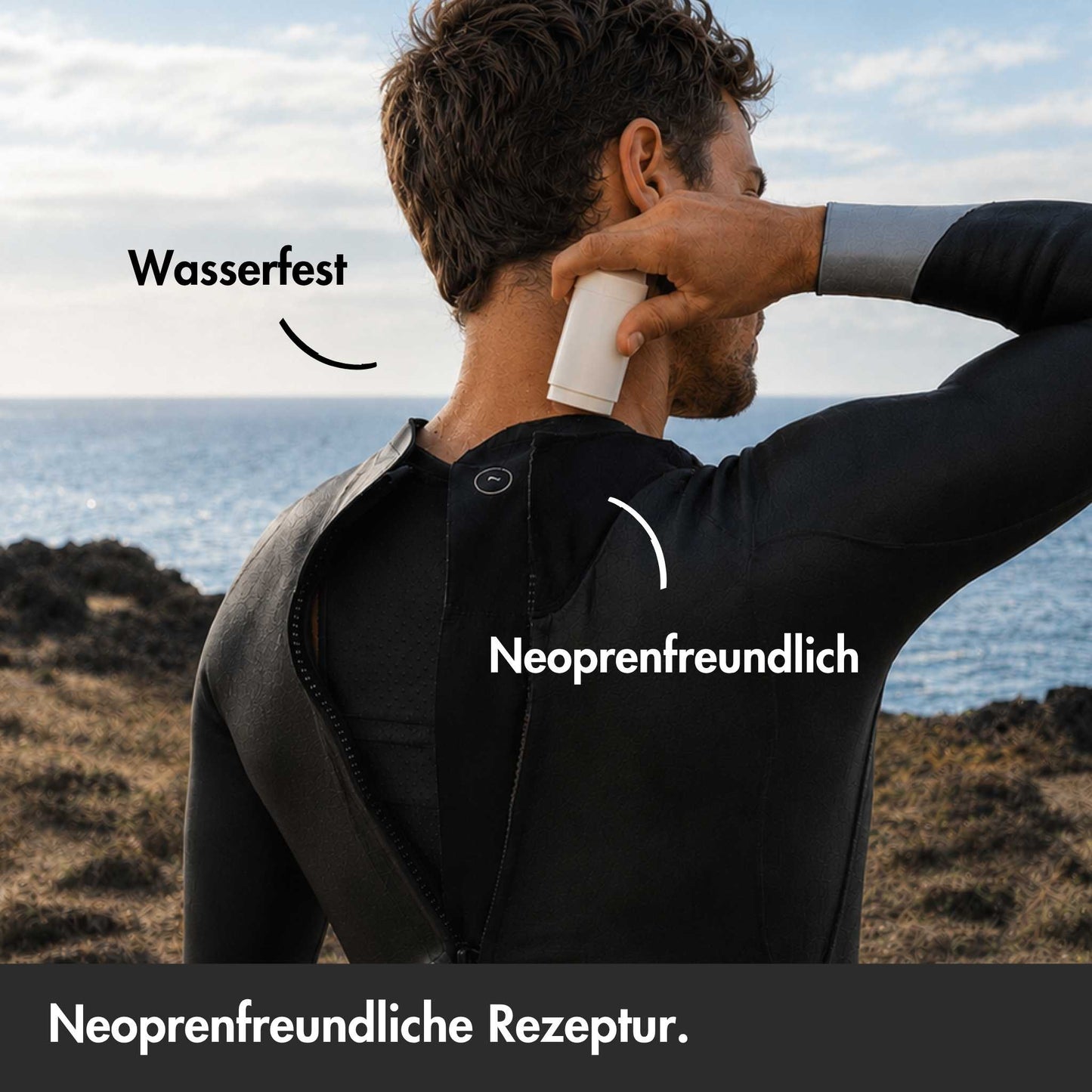 No Rub Anti-Wundreib-Stick mit neoprenfreundlicher Rezeptur schützt unter dem Neoprenanzug vor Hautreibung.